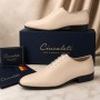 pantofi barbati eleganti bej din piele naturala dintr-o bucata cu siret GKR51TSB